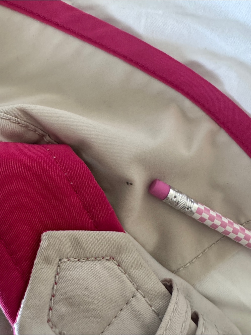Esprit Y2K Beige Hot Pink Trim Belted Double Breasted Trench Coat Small - Picture 12 of 14